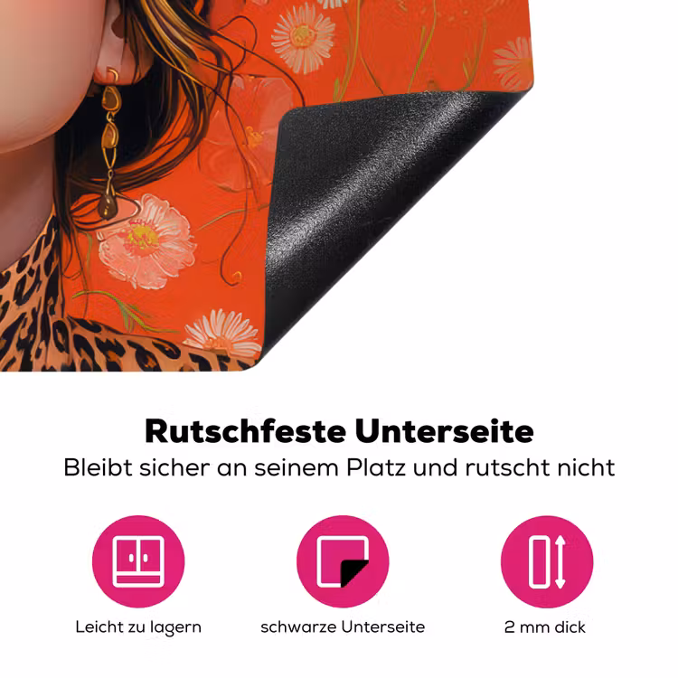 Vrouw - Kleurrijk - Dierenprint - Bloemen Inductie beschermer vinyl 3mm klein -zzzzzzz-lf-onderkant