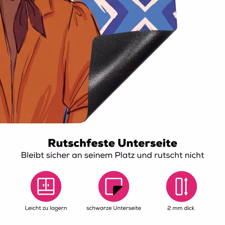 Vrouw - Cowboyhoed - Portret - Modern - Blauw Inductie beschermer vinyl 3mm middel -zzzzzzz-lf-onderkant