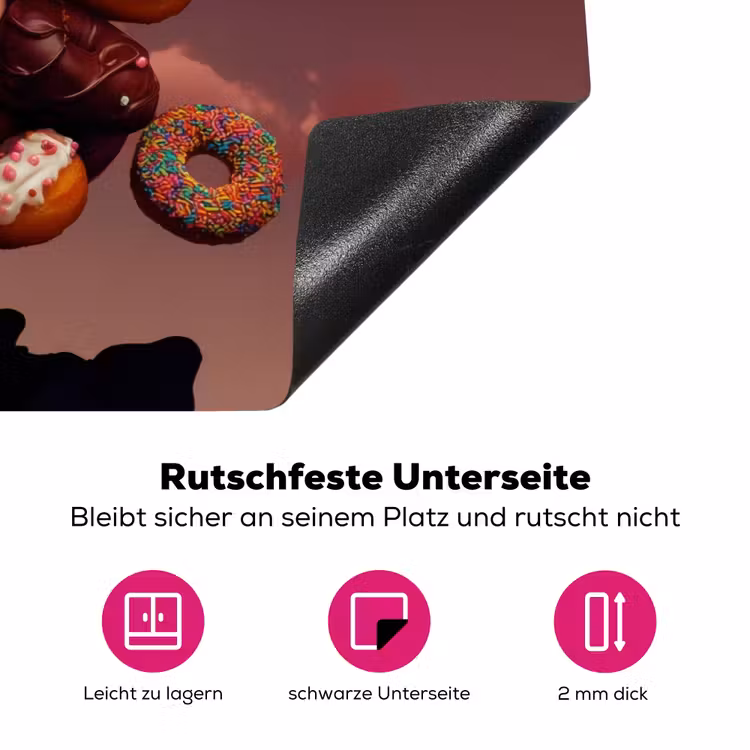 Vrouw - Donuts - Kleurrijk Inductie beschermer vinyl 3mm klein -zzzzzzz-lf-onderkant