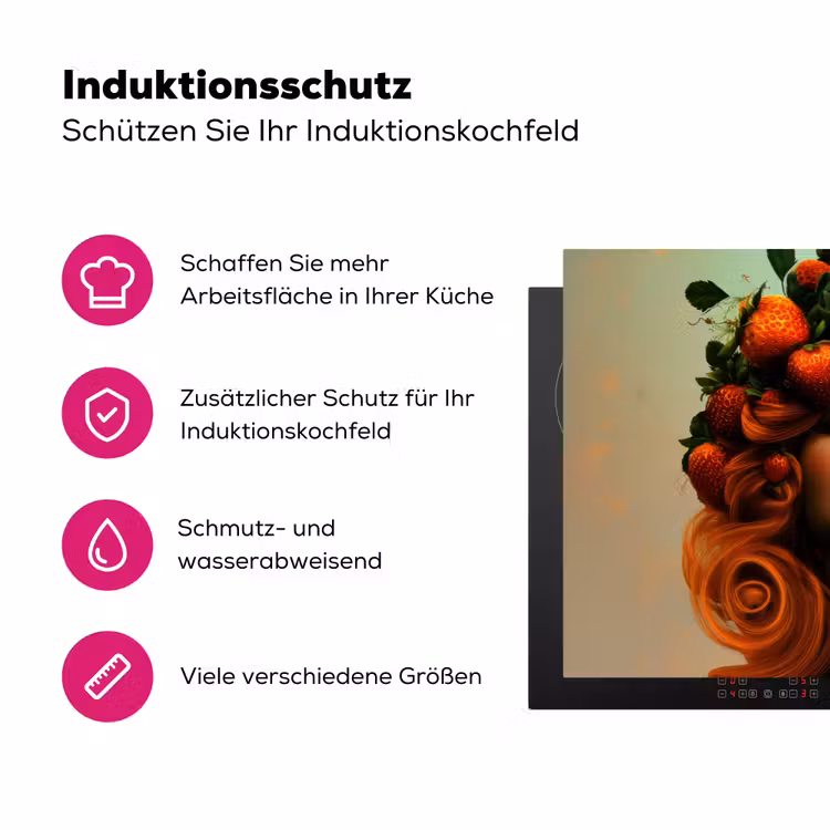 Vrouw - Aardbeien - Kroon Inductie beschermer vinyl 3mm klein -zzzzzzz-lf-ups