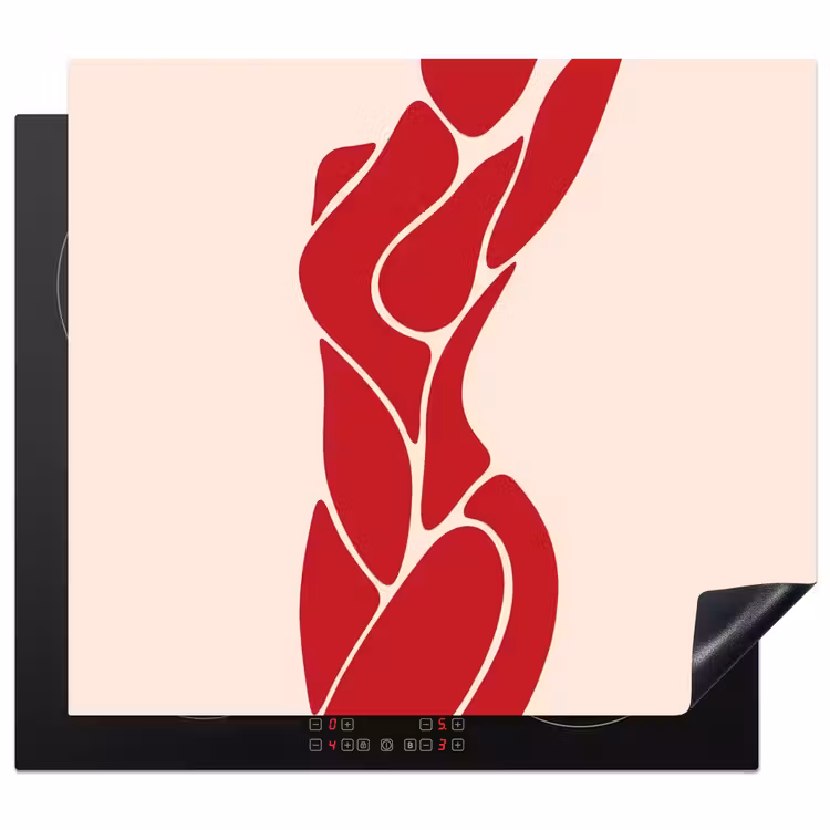 Vrouw - Figuur - Abstract - Modern - Rood Inductie beschermer vinyl 3mm middel -3d