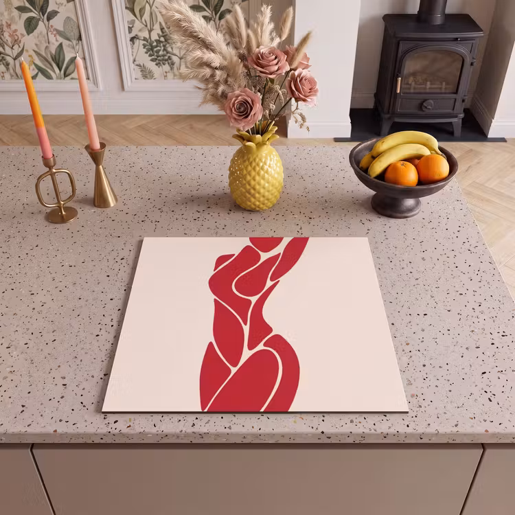 Vrouw - Figuur - Abstract - Modern - Rood Inductie beschermer vinyl 3mm middel -sfeer3