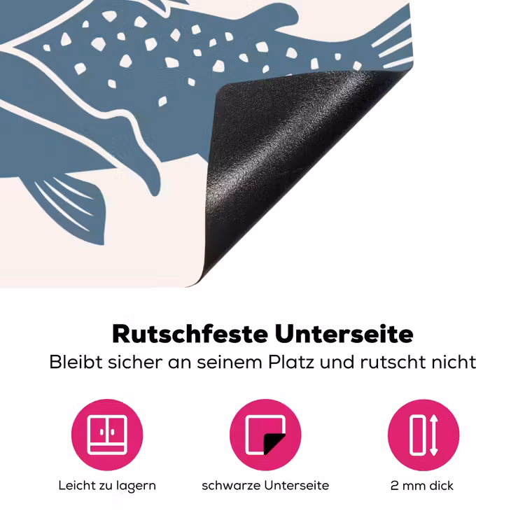 Vrouw - Vis - Fantasie - Abstract - Blauw Inductie beschermer vinyl 3mm middel -zzzzzzz-lf-onderkant