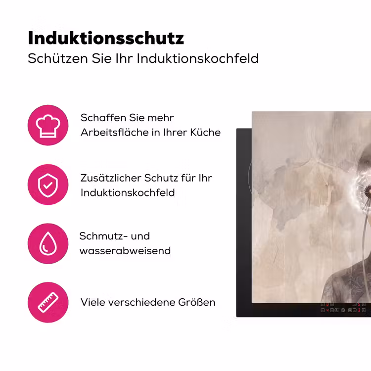 Vrouw - Sereen - Grijs Inductie beschermer vinyl 3mm klein -zzzzzzz-lf-ups