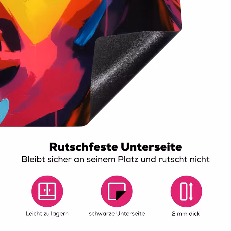 Vrouw - Gezicht - Kleurrijk Inductie beschermer vinyl 3mm klein -zzzzzzz-lf-onderkant