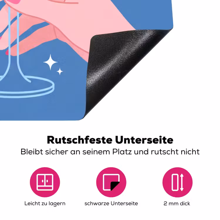 Vrouw - Glas - Abstract - Roze - Blauw Inductie beschermer vinyl 3mm middel -zzzzzzz-lf-onderkant