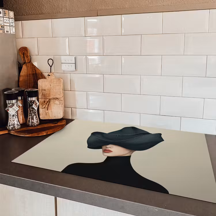 Vrouw - Groen - Hoed Inductie beschermer vinyl 3mm klein -sfeer3