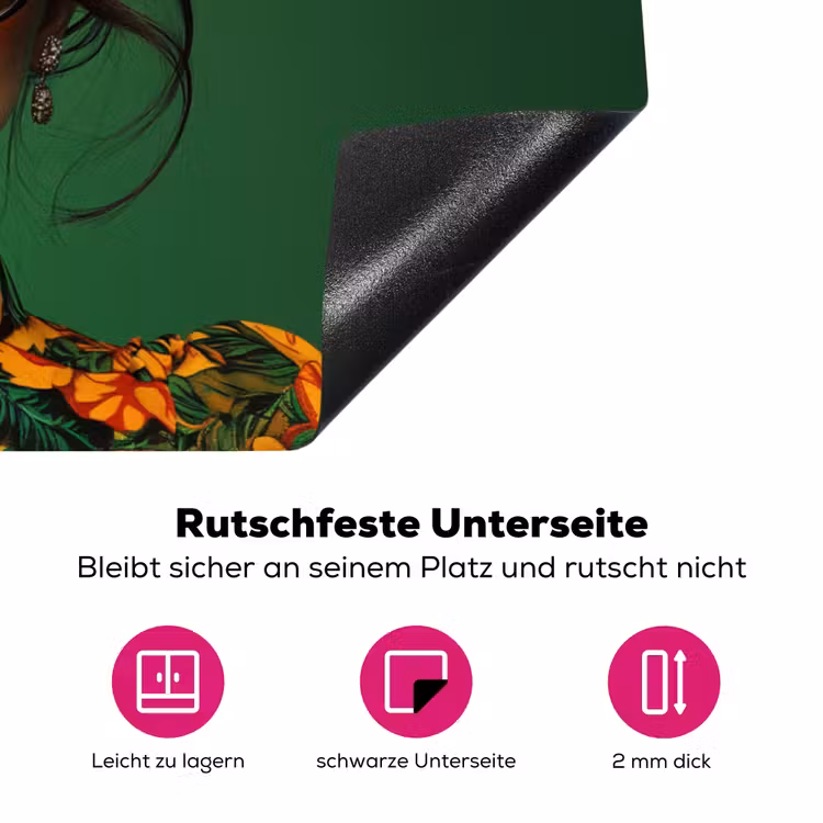 Vrouw - Groen - Modern - Bril - Abstract Inductie beschermer vinyl 3mm klein -zzzzzzz-lf-onderkant