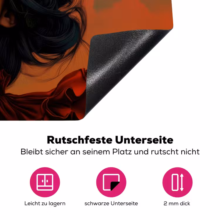 Vrouw - Frambozen - Bladeren Inductie beschermer vinyl 3mm klein -zzzzzzz-lf-onderkant