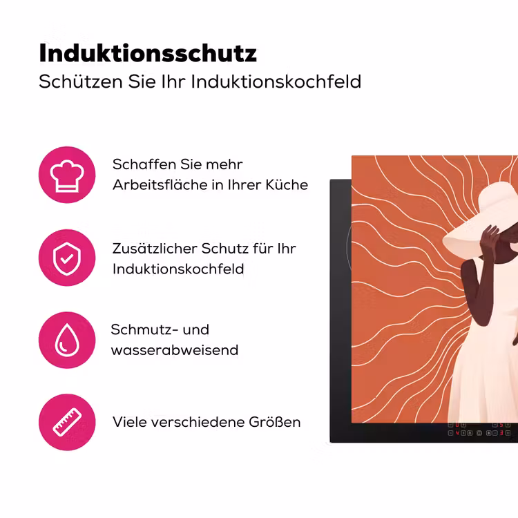 Vrouw - Hoed - Portret - Modern - Beige Inductie beschermer vinyl 3mm middel -zzzzzzz-lf-ups