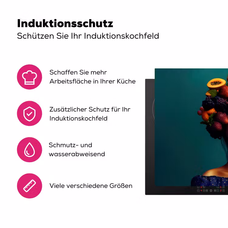 Vrouw - Hoodtooi - Tropisch - Fruit - Druiven Inductie beschermer vinyl 3mm klein -zzzzzzz-lf-ups