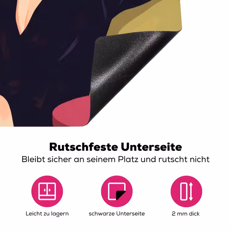 Vrouw - Kat - Interieur - Modern - Kleurrijk Inductie beschermer vinyl 3mm middel -zzzzzzz-lf-onderkant