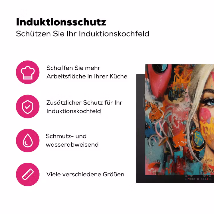 Vrouw - Kauwgom - Graffiti - Love Inductie beschermer vinyl 3mm klein -zzzzzzz-lf-ups