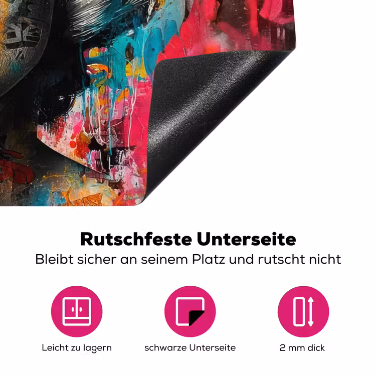 Vrouw - Kauwgom - Graffiti - Neonkleuren Inductie beschermer vinyl 3mm klein -zzzzzzz-lf-onderkant