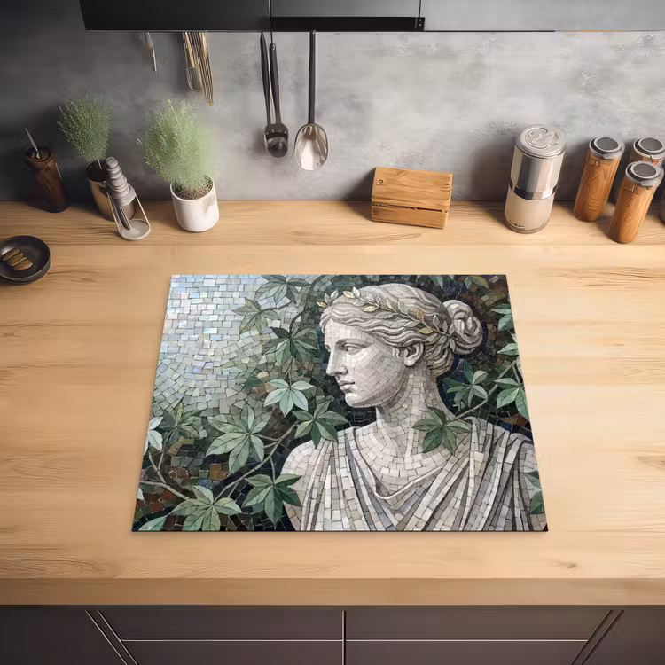 Vrouw - Klassiek - Mozaiëk - Natuur - Groen Inductie beschermer vinyl 3mm middel -sfeer5