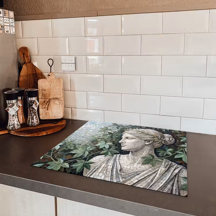 Vrouw - Klassiek - Mozaiëk - Natuur - Groen Inductie beschermer vinyl 3mm middel -sfeer3
