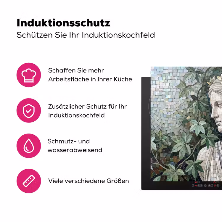 Vrouw - Klassiek - Mozaiëk - Natuur - Groen Inductie beschermer vinyl 3mm middel -zzzzzzz-lf-ups