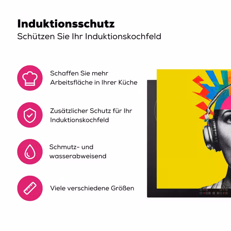 Vrouw - Koptelefoon - Geel Inductie beschermer vinyl 3mm klein -zzzzzzz-lf-ups