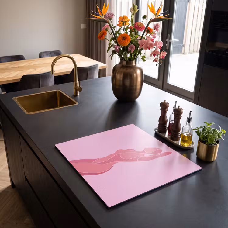Vrouw - Lichaam - Abstract - Roze Inductie beschermer vinyl 3mm middel -sfeer5