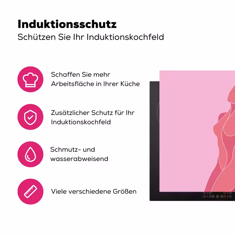 Vrouw - Lichaam - Abstract - Roze Inductie beschermer vinyl 3mm middel -zzzzzzz-lf-ups