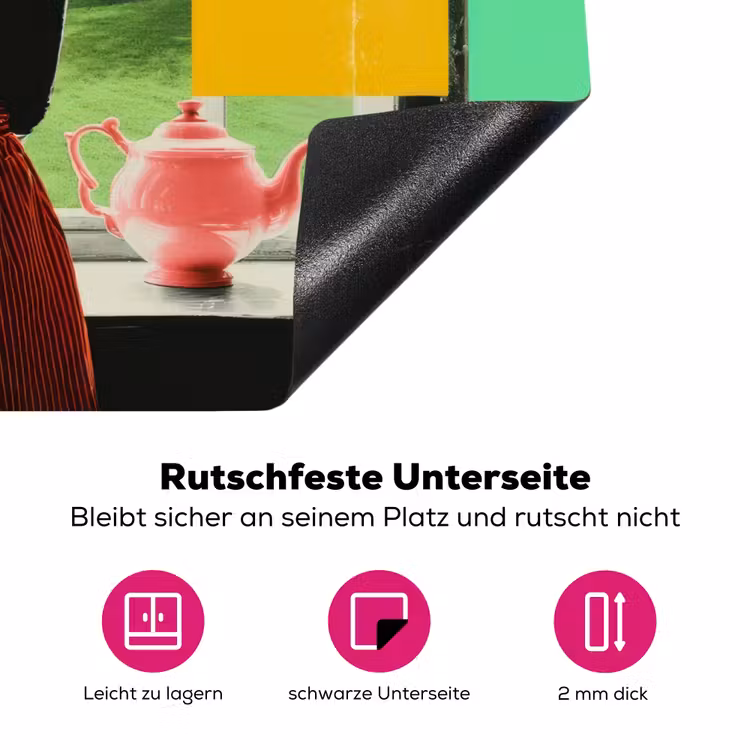 Vrouw - Keuken - Katten - Doorkijk Inductie beschermer vinyl 3mm klein -zzzzzzz-lf-onderkant