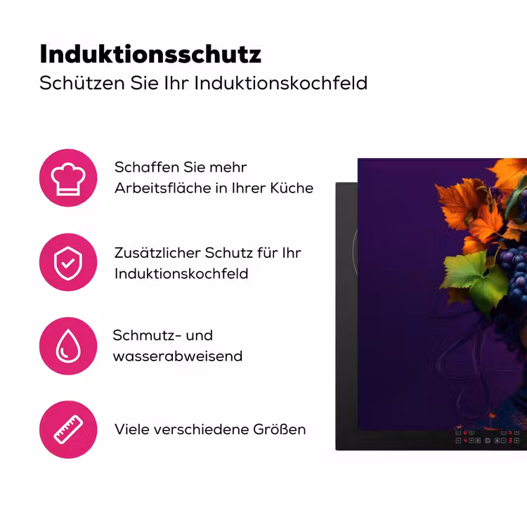 Vrouw - Paars - Druiven Inductie beschermer vinyl 3mm klein -zzzzzzz-lf-ups