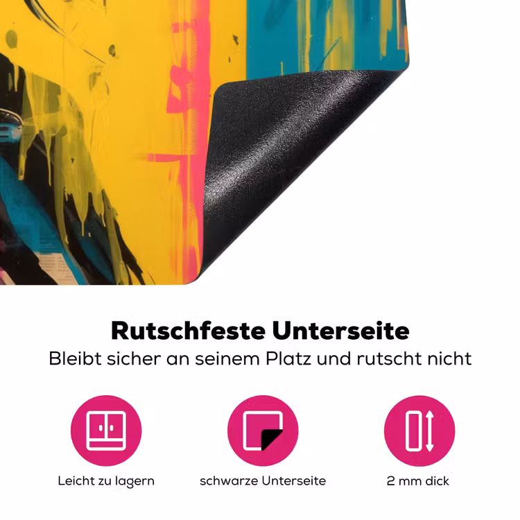 Vrouw - Verfstrepen - Gekleurd Inductie beschermer vinyl 3mm klein -zzzzzzz-lf-onderkant
