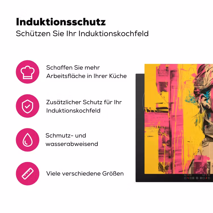 Vrouw - Verfstrepen - Gekleurd Inductie beschermer vinyl 3mm klein -zzzzzzz-lf-ups