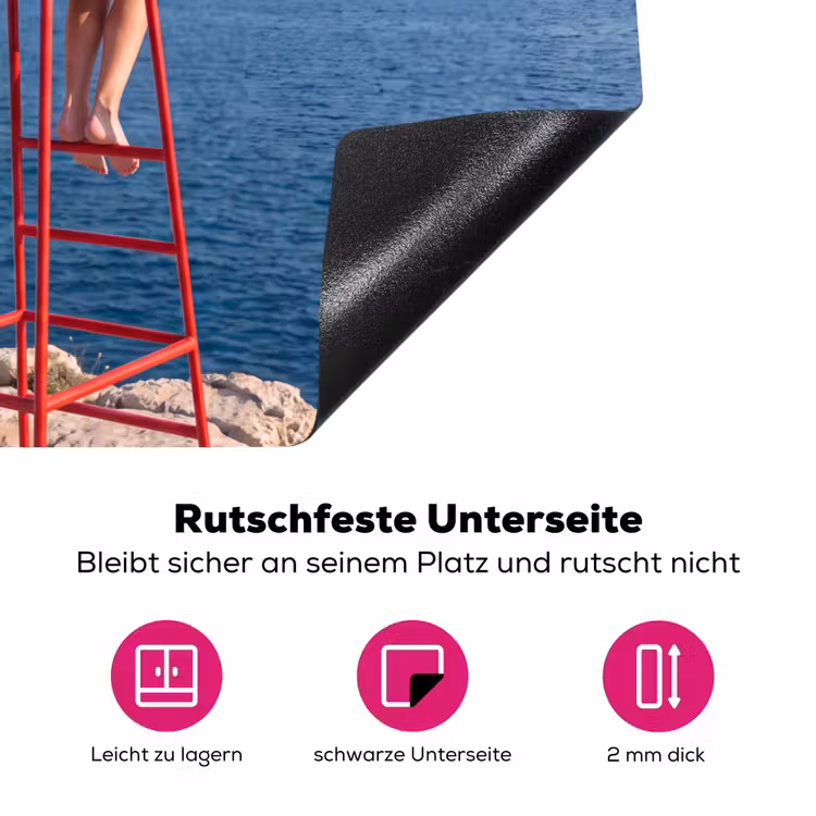 Vrouw - Zee - Kust - Verrekijker - Rood Inductie beschermer vinyl 3mm middel -zzzzzzz-lf-onderkant