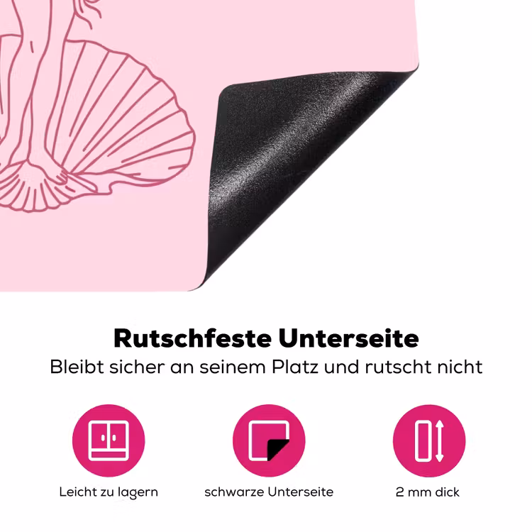 Vrouw - Schelp - Kunst - Lijntekening - Roze Inductie beschermer vinyl 3mm middel -zzzzzzz-lf-onderkant