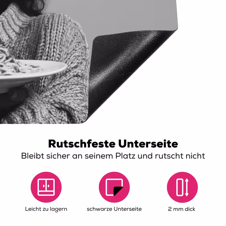 Vrouw - Pasta - Zwart - Wit Inductie beschermer vinyl 3mm klein -zzzzzzz-lf-onderkant