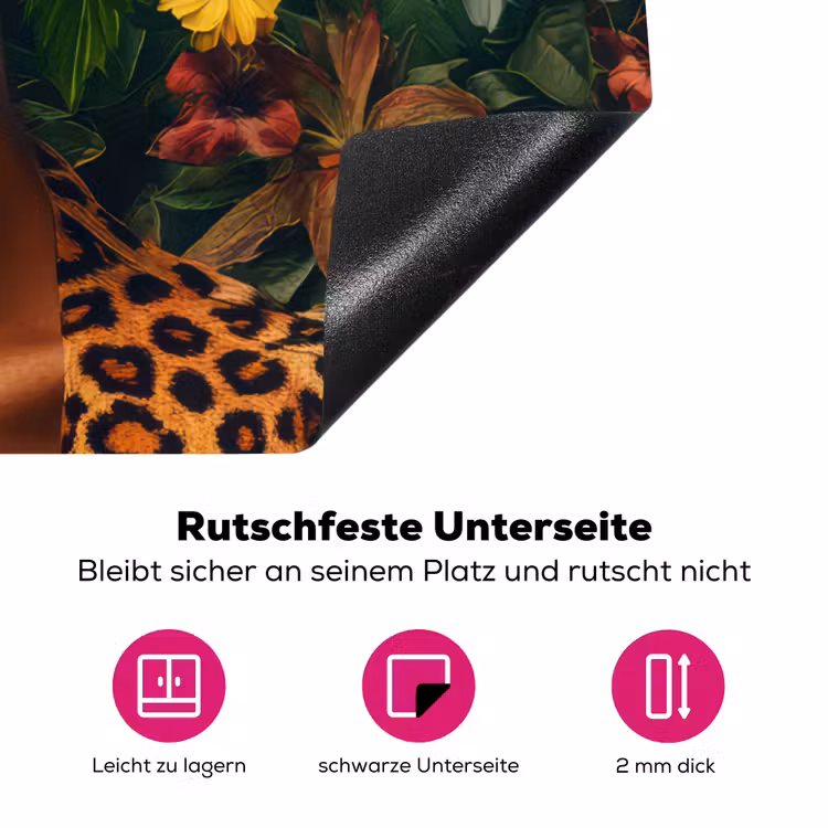 Vrouw - Panterprint - Jungle - Natuur - Luxe Inductie beschermer vinyl 3mm middel -zzzzzzz-lf-onderkant