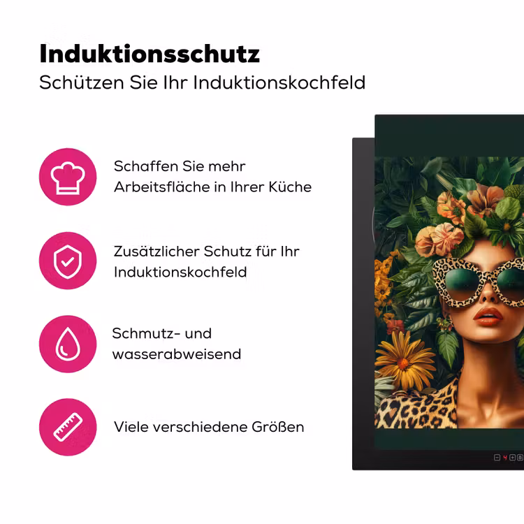 Vrouw - Panterprint - Jungle - Natuur - Luxe Inductie beschermer vinyl 3mm middel -zzzzzzz-lf-ups