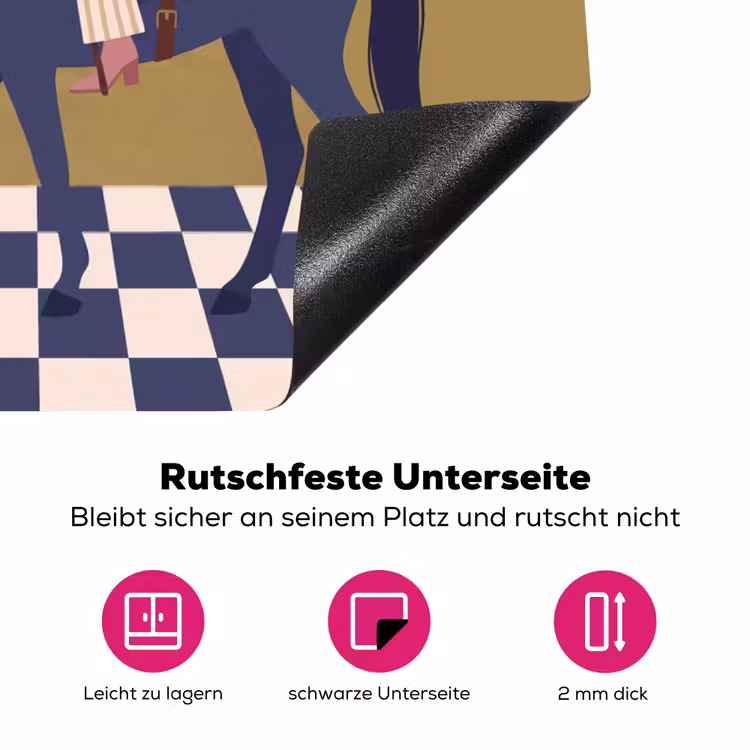 Vrouw - Paard - Rijden - Modern - Abstract Inductie beschermer vinyl 3mm middel -zzzzzzz-lf-onderkant