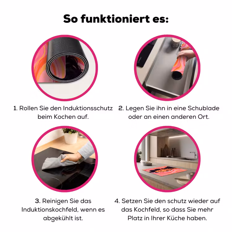 Vrouw - Portret - Abstract - Kleurrijk - Roze Inductie beschermer vinyl 3mm middel -zzzzzzz-lf-werking
