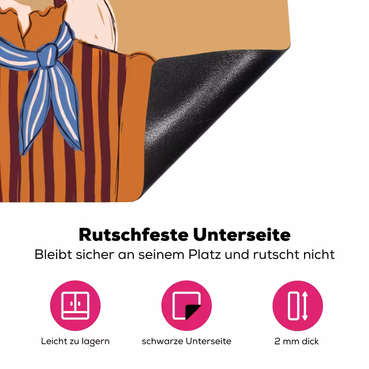 Vrouw - Portret - Abstract - Kleurrijk - Modern Inductie beschermer vinyl 3mm middel -zzzzzzz-lf-onderkant