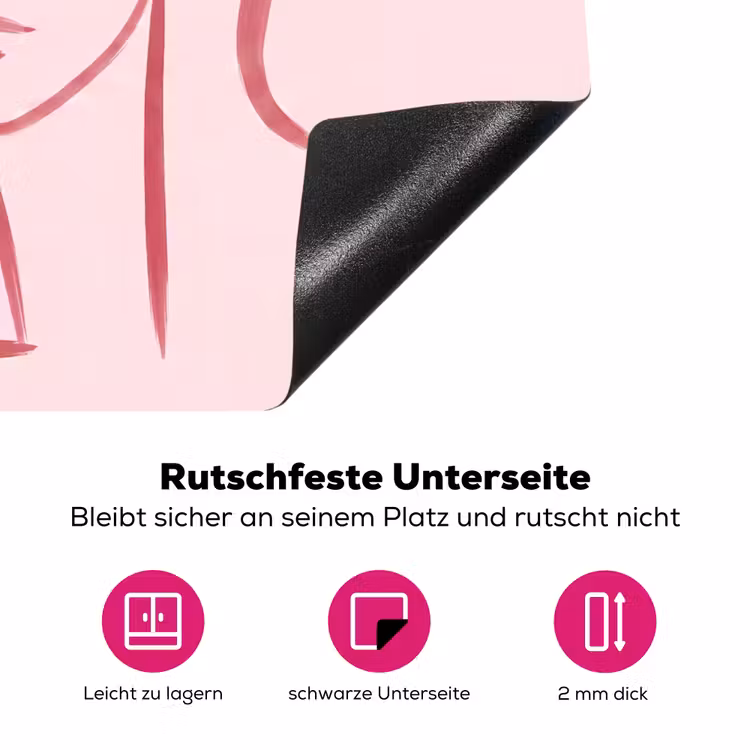 Vrouw - Portret - Abstract - Lijnkunst - Rood Inductie beschermer vinyl 3mm middel -zzzzzzz-lf-onderkant
