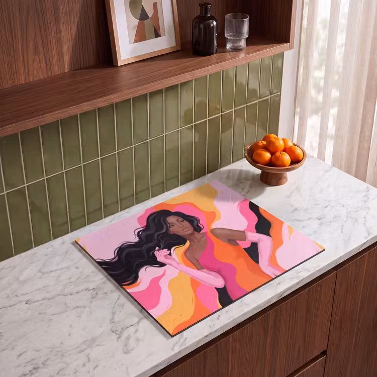 Vrouw - Portret - Kleurrijk - Modern - Kunst Inductie beschermer vinyl 3mm middel -sfeer8