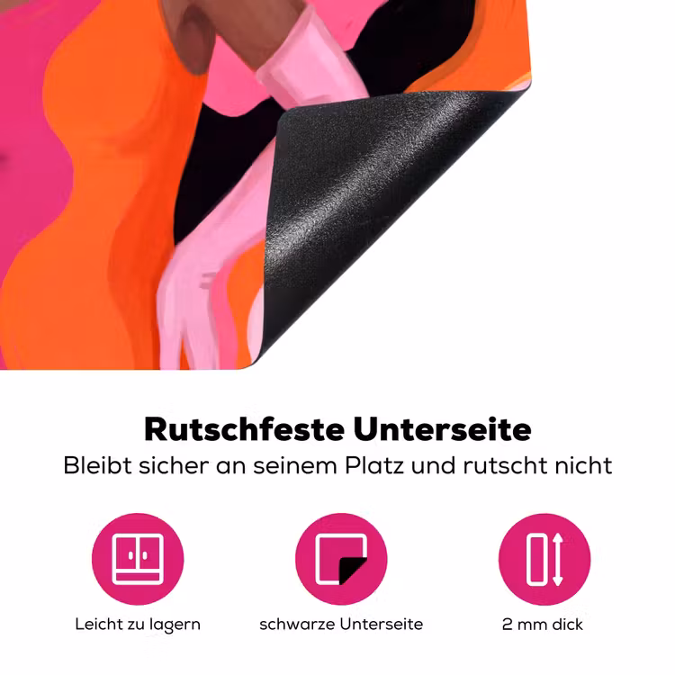 Vrouw - Portret - Kleurrijk - Modern - Kunst Inductie beschermer vinyl 3mm middel -zzzzzzz-lf-onderkant