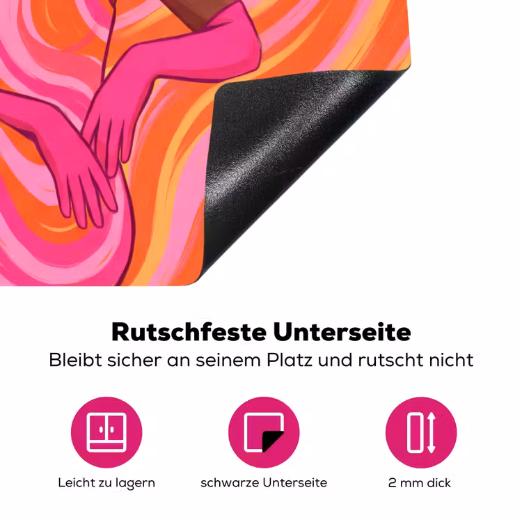 Vrouw - Portret - Kunst - Abstract - Roze Inductie beschermer vinyl 3mm middel -zzzzzzz-lf-onderkant