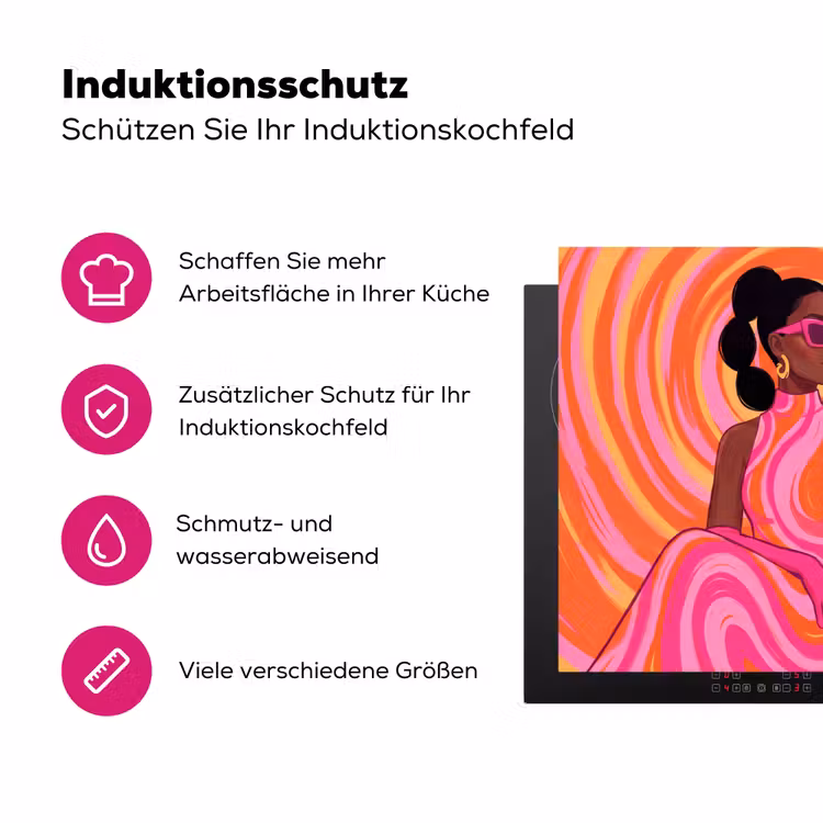 Vrouw - Portret - Kunst - Abstract - Roze Inductie beschermer vinyl 3mm middel -zzzzzzz-lf-ups