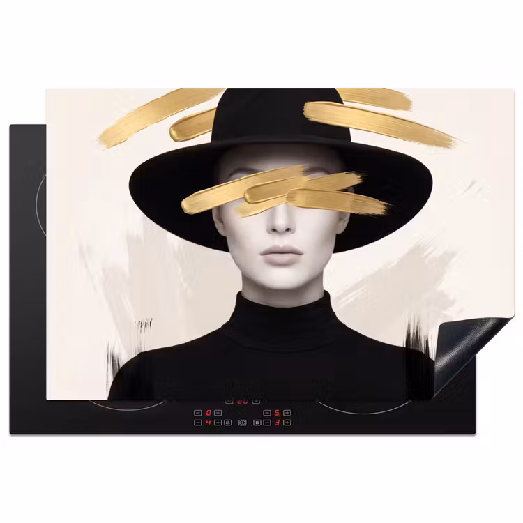 Vrouw - Portret - Modern - Goud - Kunst Inductie beschermer vinyl 3mm klein -3d