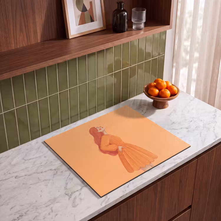 Vrouw - Profiel - Mensen - Modern - Oranje Inductie beschermer vinyl 3mm middel -sfeer8