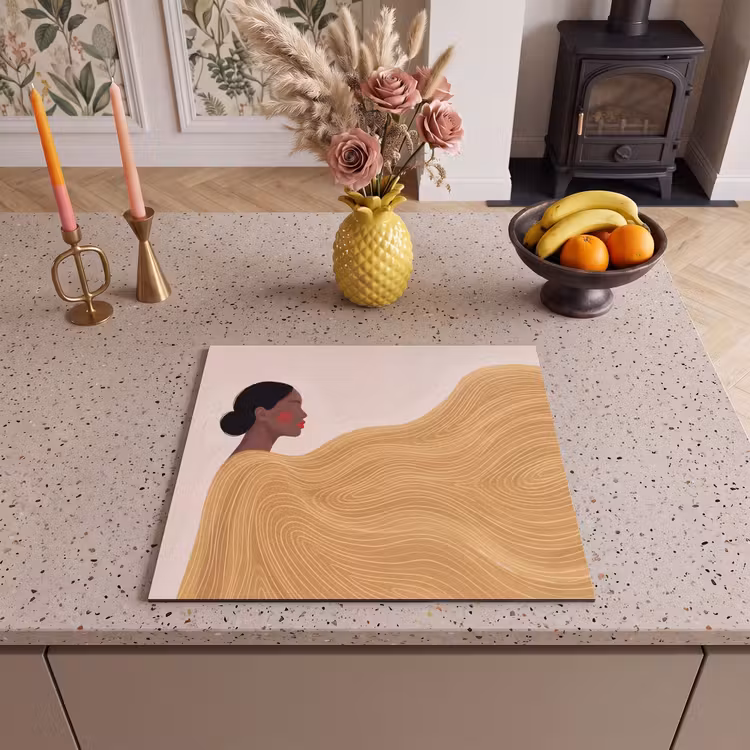 Vrouw - Profiel - Modern - Abstract - Kunst Inductie beschermer vinyl 3mm middel -sfeer3