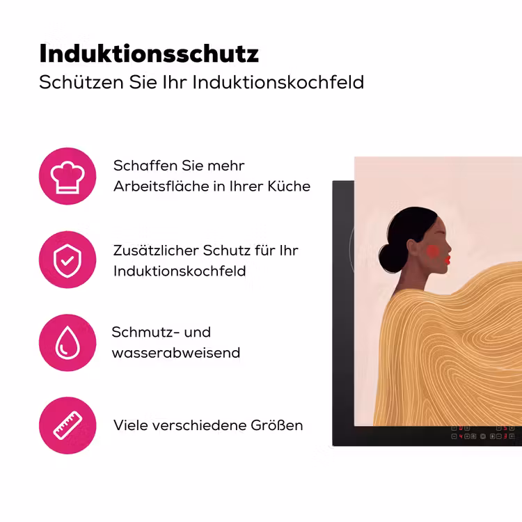 Vrouw - Profiel - Modern - Abstract - Kunst Inductie beschermer vinyl 3mm middel -zzzzzzz-lf-ups