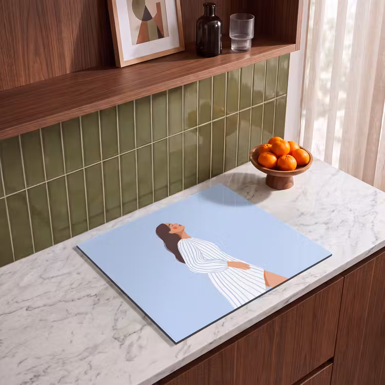 Vrouw - Profiel - Rust - Modern - Illustratie Inductie beschermer vinyl 3mm middel -sfeer8