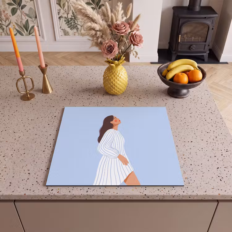 Vrouw - Profiel - Rust - Modern - Illustratie Inductie beschermer vinyl 3mm middel -sfeer3