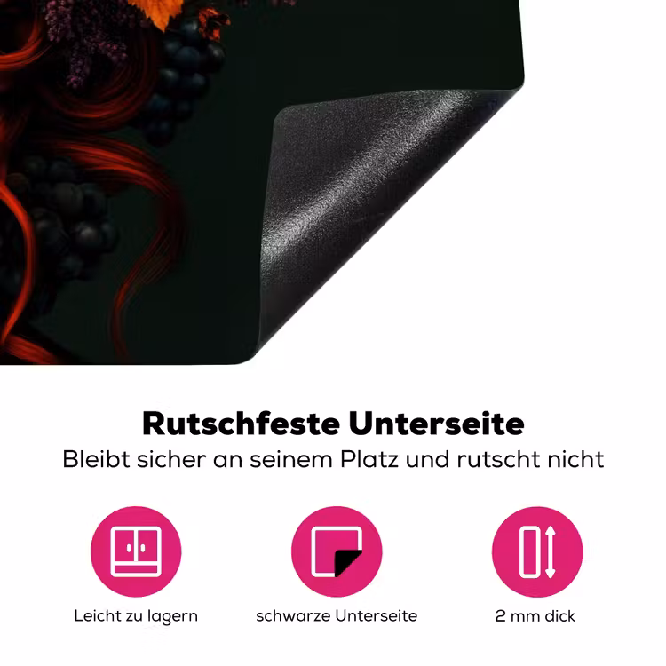 Vrouw - Rood - Groen - Druiven Inductie beschermer vinyl 3mm klein -zzzzzzz-lf-onderkant