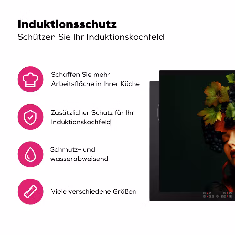 Vrouw - Rood - Groen - Druiven Inductie beschermer vinyl 3mm klein -zzzzzzz-lf-ups