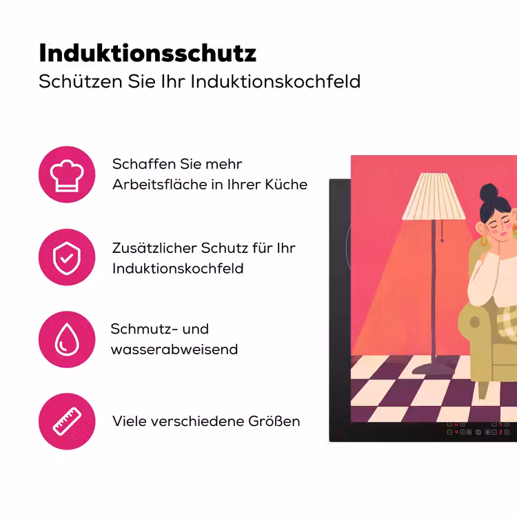 Vrouw - Rust - Interieur - Modern - Kunst Inductie beschermer vinyl 3mm middel -zzzzzzz-lf-ups